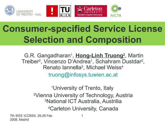 Towards Consumer-specified Service License selection and Composition