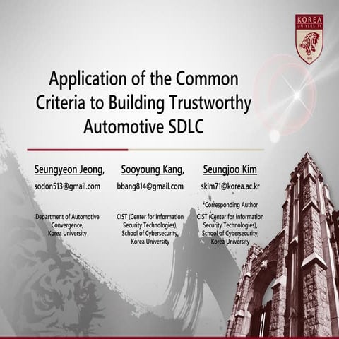 Application of the Common Criteria to Building Trustworthy Automotive SDLC