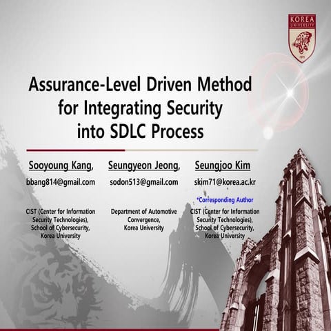 Assurance-Level Driven Method for Integrating Security into SDLC Process