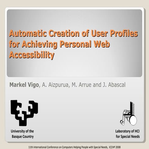 Automatic Creation of User Profiles for Achieving Personal Web Accessibility