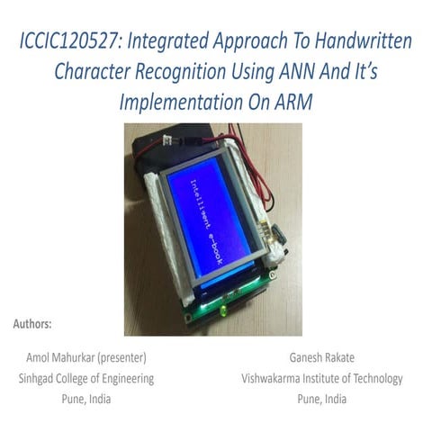 Integrated Approach to Handwritten Character Recognition using ANN and it’s Implementation on ARM