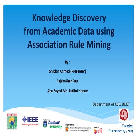 Knowledge Discovery from Academic Data using Association Rule Mining, Paper P...
