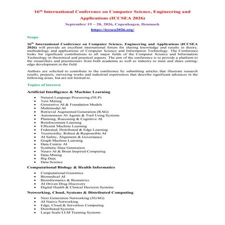 CFP : 15th International Conference on Advanced Computer Science and ...