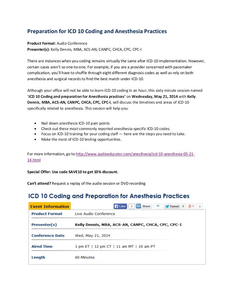 ICD 10 Coding and Anesthesia Practices