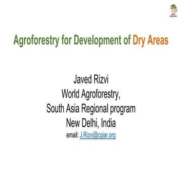 Agroforestry for Development of Dry Areas 