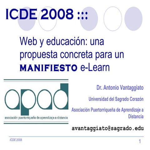 ICDE 2008: Manifesto e-Learn