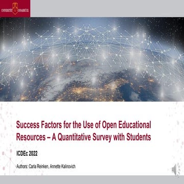Success Factors for the Use of Open Educational Resources - A Quantitative Su...