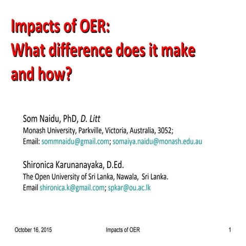 Impacts of OER: What difference does it make and how?