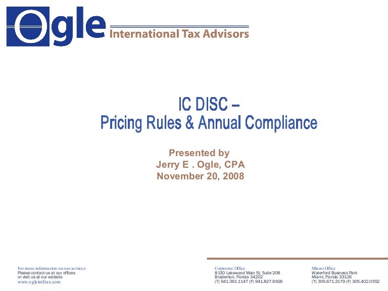 IC DISC Pricing Rules and Annual Compliance