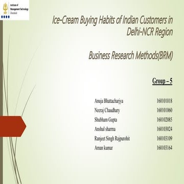 Indian Consumer Buying Behaviors for Ice-Creams
