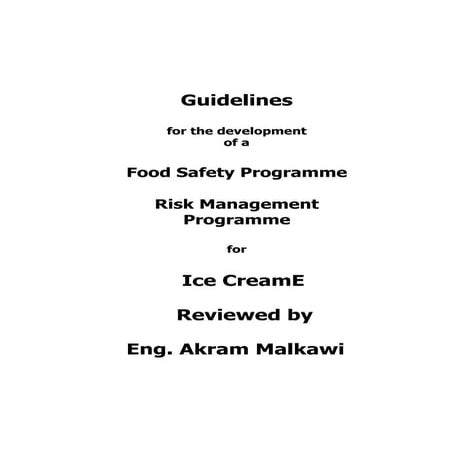 ICE CREAM HACCP GUIDLINES