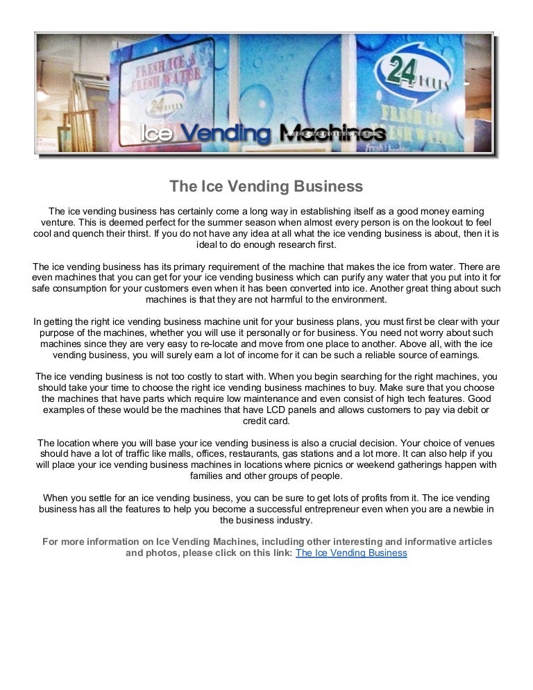 The Ice Vending Business