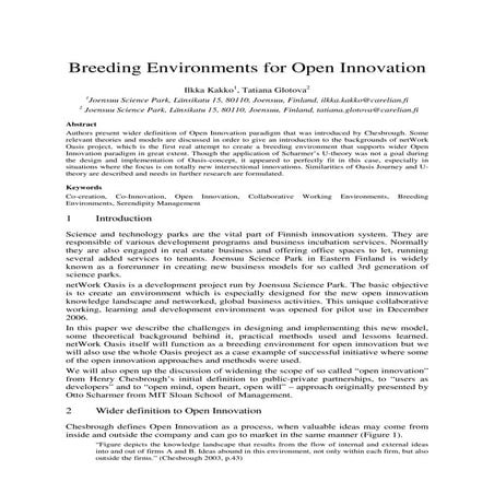 Breeding environments for Open Innovation (2007) / paper for ICE Conference