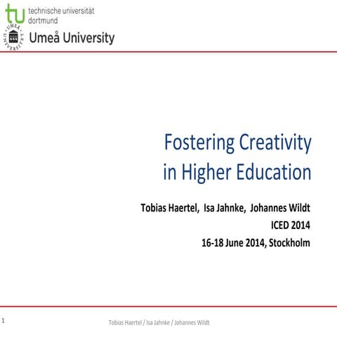 Iced2014 crea-v1-Fostering-Creativity-in-Higher-Education