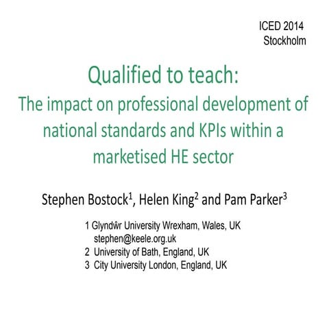 Bostock King Parker ICED2014 slides Qualified to teach