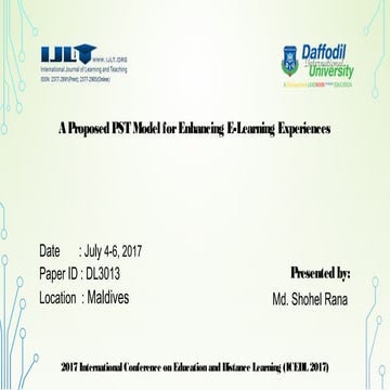 A Proposed PST Model for Enhancing E-Learning Experiences