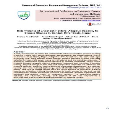 Determinants of Livestock Holders’ Adaptive Capacity to Climate Change in Gan...