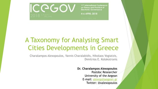 A Taxonomy for Analysing Smart Cities Developments in Greece