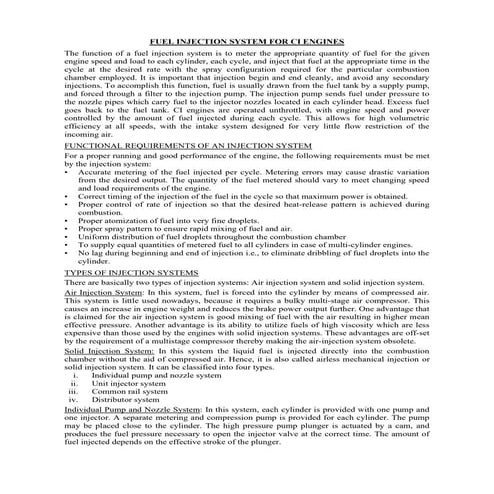 Fuel Injection Systems | PDF