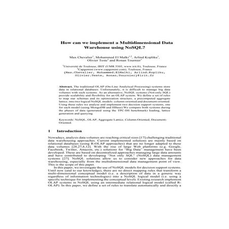 how can implement a multidimensional Data Warehouse using NoSQL