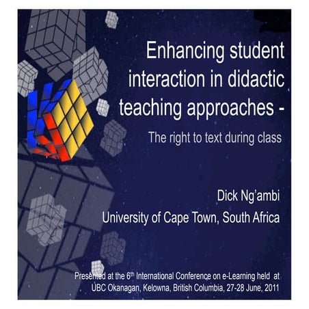 Using mobile phones to enhance interaction in didactic teaching approaches 