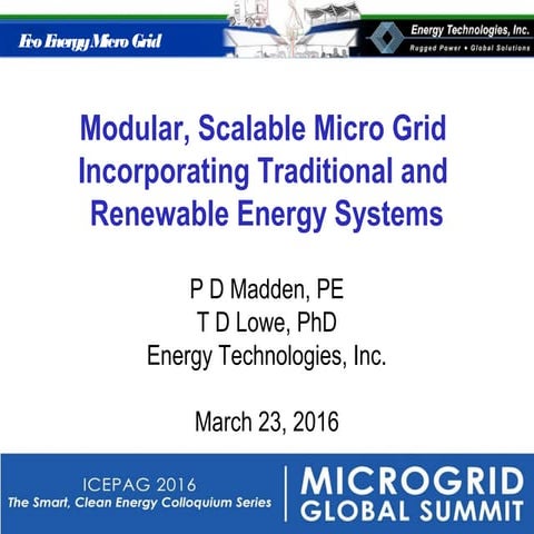 Modular Scalable Micro Grid: ICEPAG 2016 Presentation
