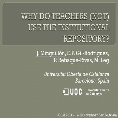 Why do teachers (not) use the institutional repository?