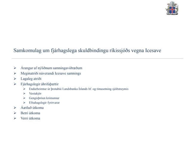 Kynning á samningum um lausn Icesave