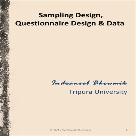 Sampling Design, Questionnaire Design & Data  ib