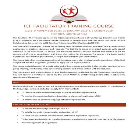 ICF facilitator training course, Pretoria (information)