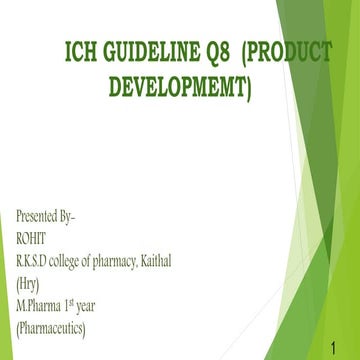 ICH Q8 GUIDELINES OF QUALITY BY DESIGN(PRODUCT DEVELOPEMENT)