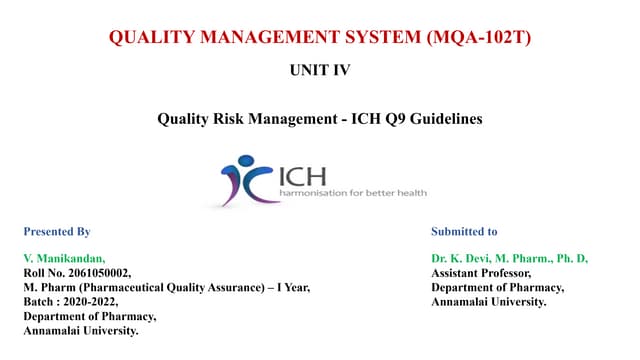 Quality Risk Management | PPTX
