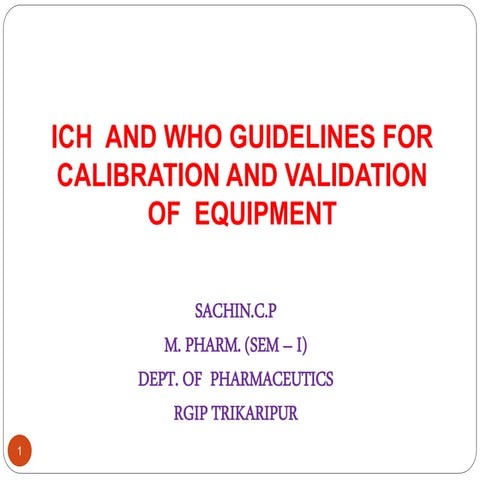 ICH & WHO GUIDELINES ON validation