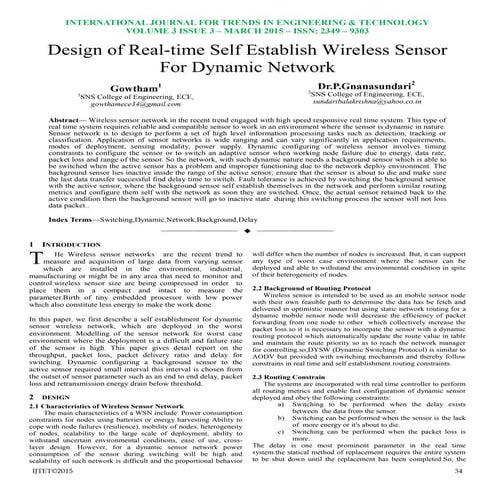 Design of Real-time Self Establish Wireless Sensor For Dynamic Network