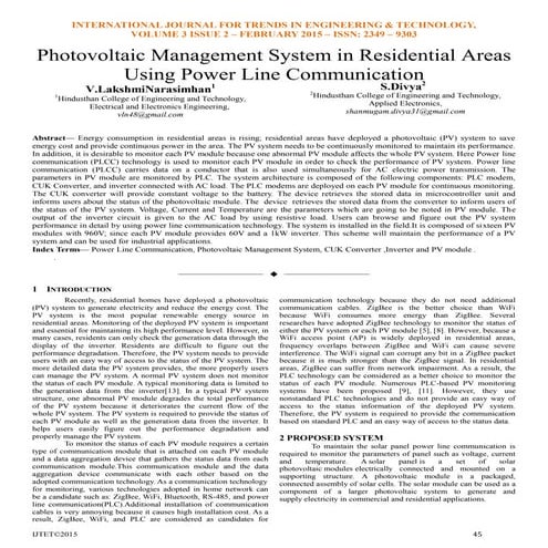 PHOTOVOLTAIC MANAGEMENT SYSTEM USING POWER LINE COMMUNICATION ...