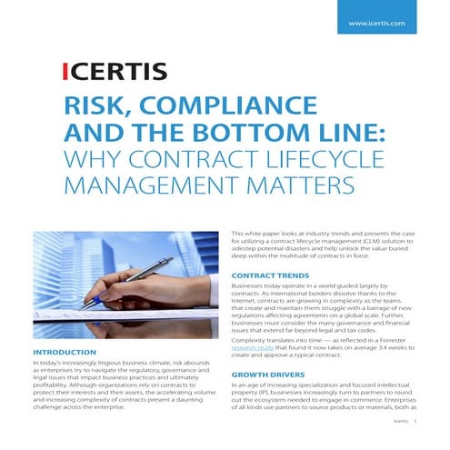 Risk, Compliance and the Bottom Line: Why Contract Lifecycle Managment Matters