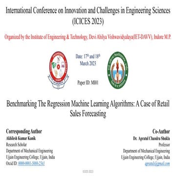 Research Paper Presentation on Retail Sales Forecasting