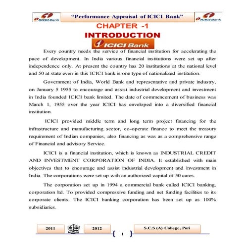 Icici prove project report 2014-15 | DOCX