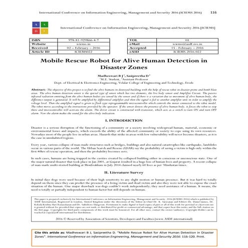 Mobile Rescue Robot for Alive Human Detection in Disaster Zones