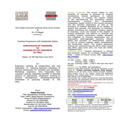 ICI-JDB Certificate of Training in Durability of Concrete (C-TDC) 