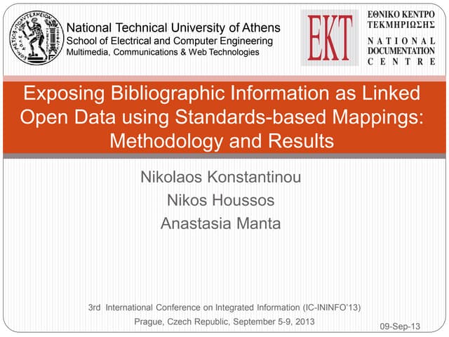 Exposing Bibliographic Information as Linked Open Data using Standards-based ...