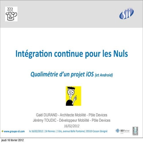 CocoaHeads Rennes #7 : Intégration continue pour les nuls