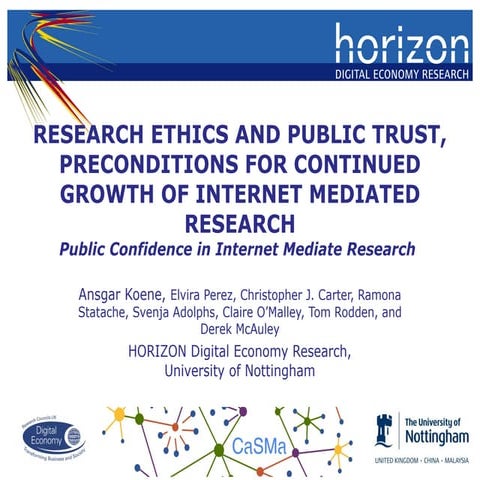 RESEARCH ETHICS AND PUBLIC TRUST, PRECONDITIONS FOR CONTINUED GROWTH OF INTER...
