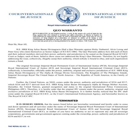 ROYAL INTERNATIONAL COURT OF JUSTICE 