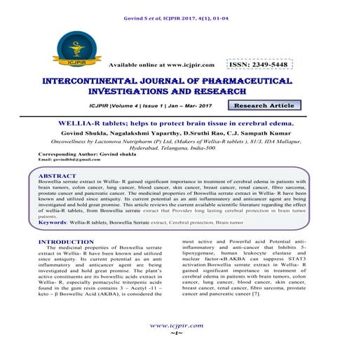 WELLIA-R tablets; helps to protect brain tissue in cerebral edema