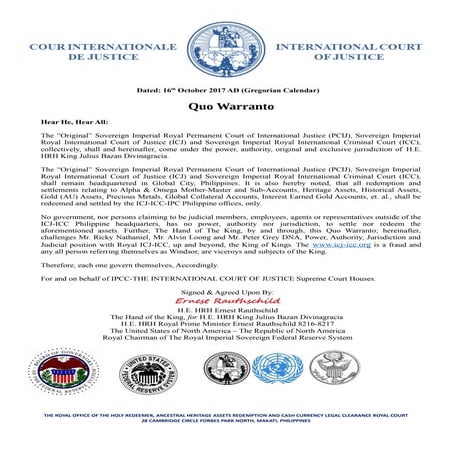 ORIGINAL ROYAL ICJ-ICC/ QUO WARRANTO