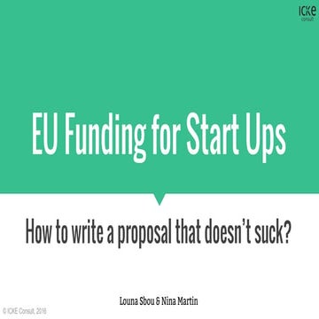 EU funding for startups and SMEs  - How to write a proposal that doesn't suck?