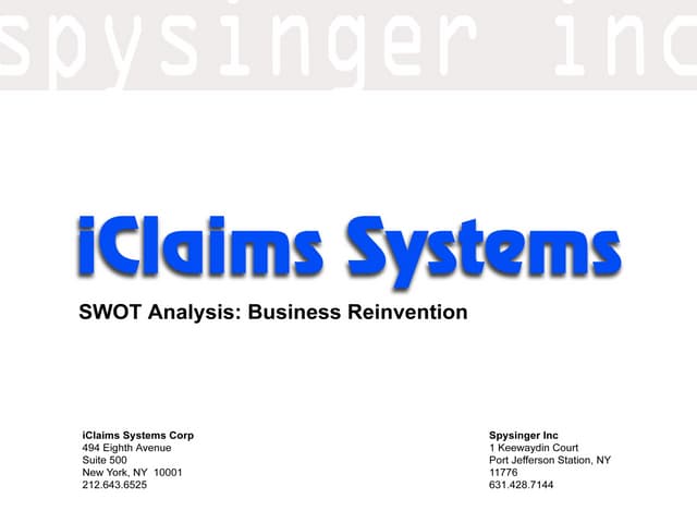 iClaims SWOT
