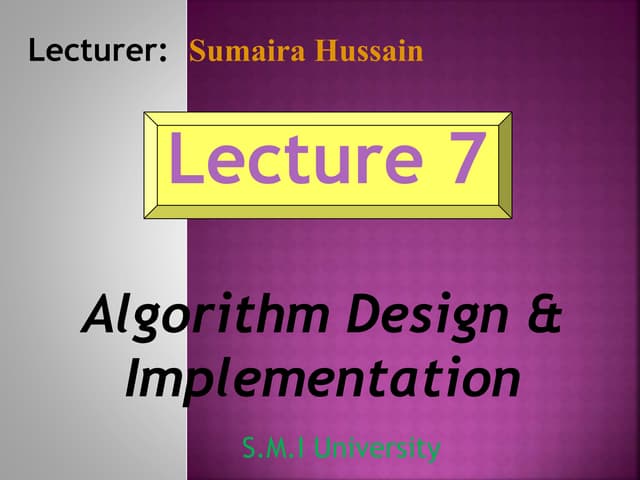 Algorithm Design & Implementation | PPT