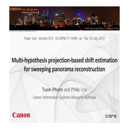 Multi-hypothesis projection-based shift estimation for sweeping panorama reco...